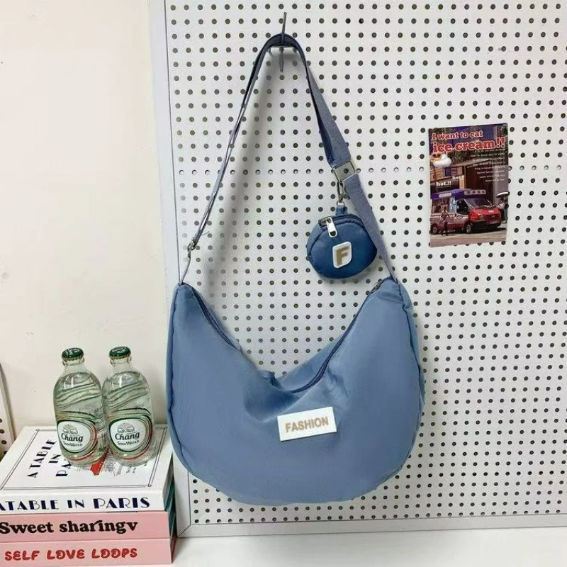 New Trendy Women Shoulder Crossbody Bag Water Resistant Oxford Cloth Lightweight Canvas Bag Outdoor Casual Sports Underarm Bag