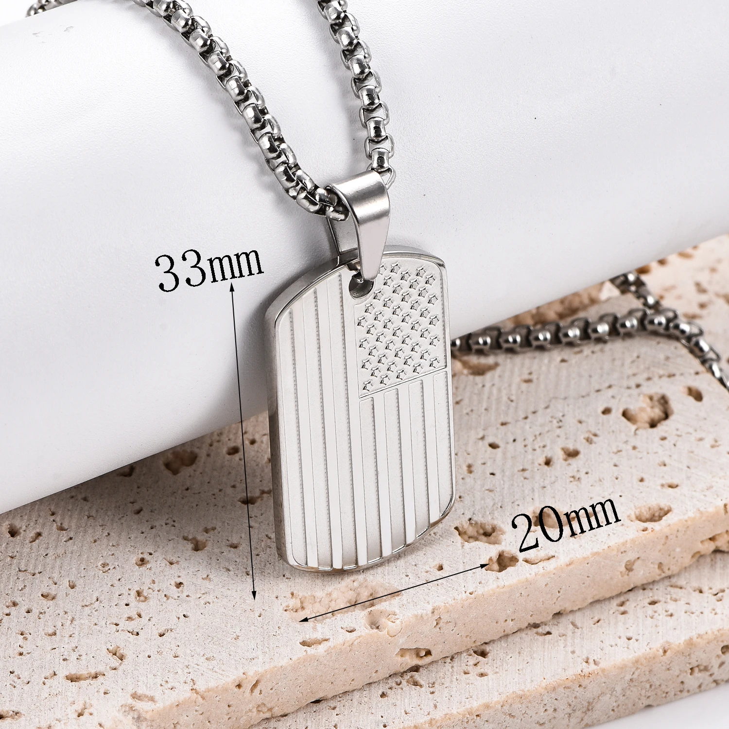 العلم الأمريكي نجمة Spangled راية الصليب الفولاذ المقاوم للصدأ العسكرية العلامة التجارية قلادة سترة سلسلة المعلقات مجوهرات الحفلات