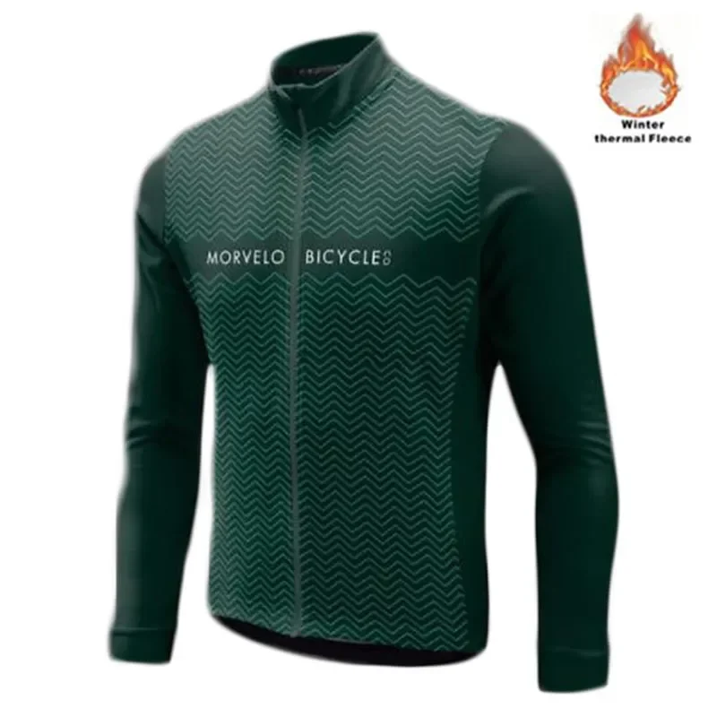 Morvelo Winter Thermal Fleece Cycling Jersey long sleeve Ropa ciclismo hombre Bicycle Wear Bike Clothing maillot Ciclismo tops