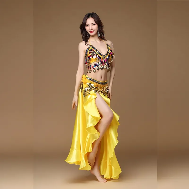 Adult Lady women Belly Dance Costume Oriental bellydance skirt Stage Performance 3pcs set Bra Belt Skirt Bellydancing Wear