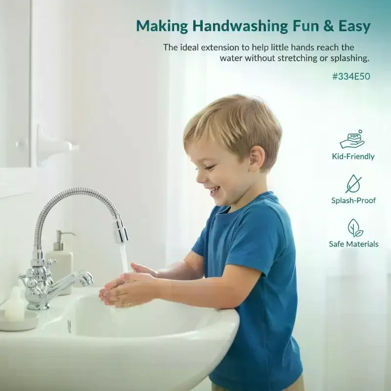 Stainless Steel Water Faucet Extender Adjustable Tube for Sink and Washbasin