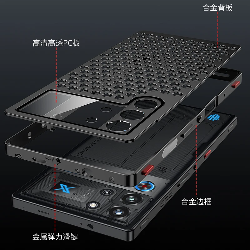 

Aluminum Alloy Heat Dissipation Cooling Metal Case For Nubia Red Magic 10s Pro Plus Heat Dissipation Honeycomb Holes Breathable