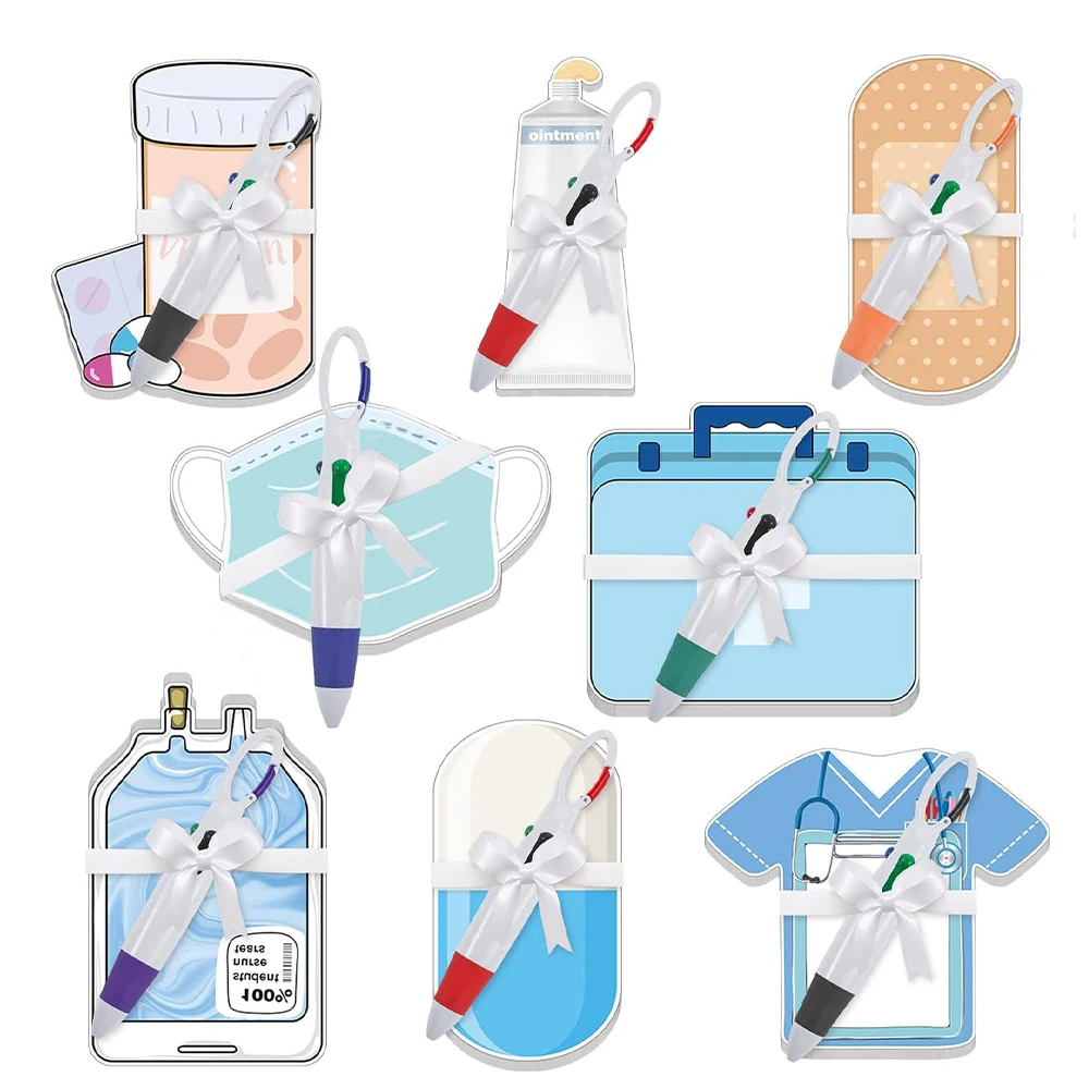 ตลกพยาบาลนักเรียนของขวัญพยาบาล Sticky Notepad พร้อมปากกา Retractable รถรับส่งปากกาพยาบาลสัปดาห์ Appreciation ของขวัญ