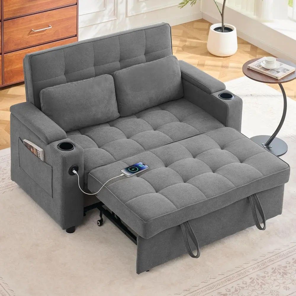 

55.5 3in1 Convertible Sofa Bed, Pull Out Couch with 5Position Adjustable Backrest, Loveseat Sleeper Sofa for Small Spaces, Sofa