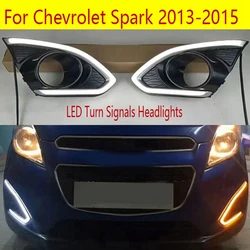 Front Fog Lights 12V Daytime Running Lights For Chevrolet Spark 2013-2015 Spare Parts LED Turn Signals Headlights