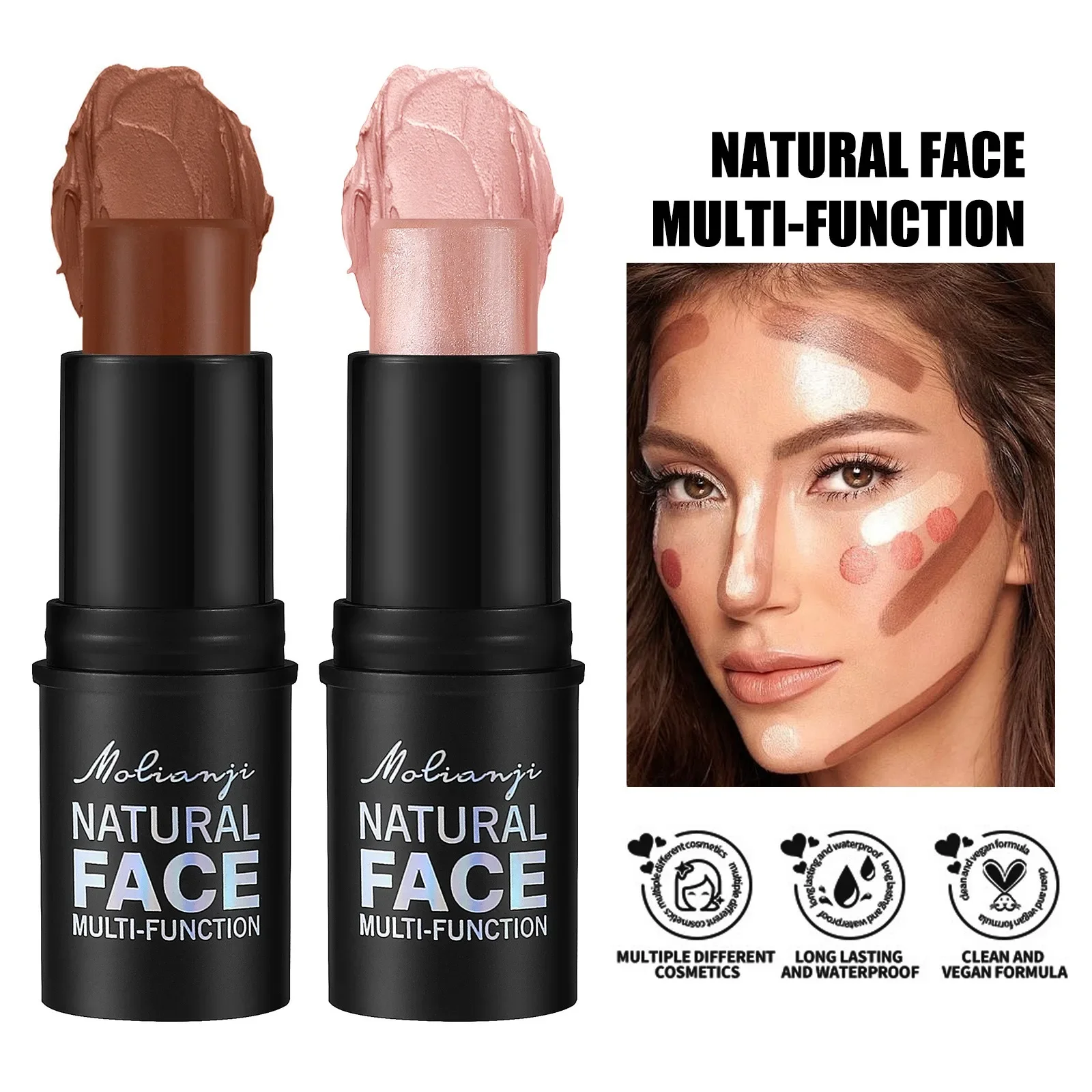 3 IN 1 Blush Eye Shadow  stick waterproof makeup Bloom Long-lasting All Day 6 COLORs Makeup Product for Enhanced Beauty