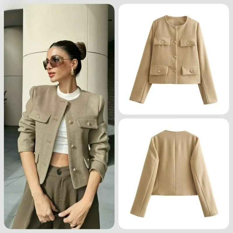 

2026 Autumn/Winter New Short Jacket French High-end Style Top Multi-pocket Women's Wear Fashionable Button Suit Short Outerwear