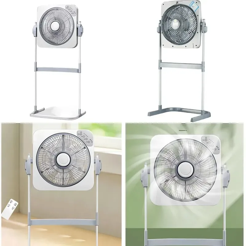 12 Inch Silent Electric Floor Fan Vertical Table Standing Oscillating Remote Control Adjustable Height Household Cooling