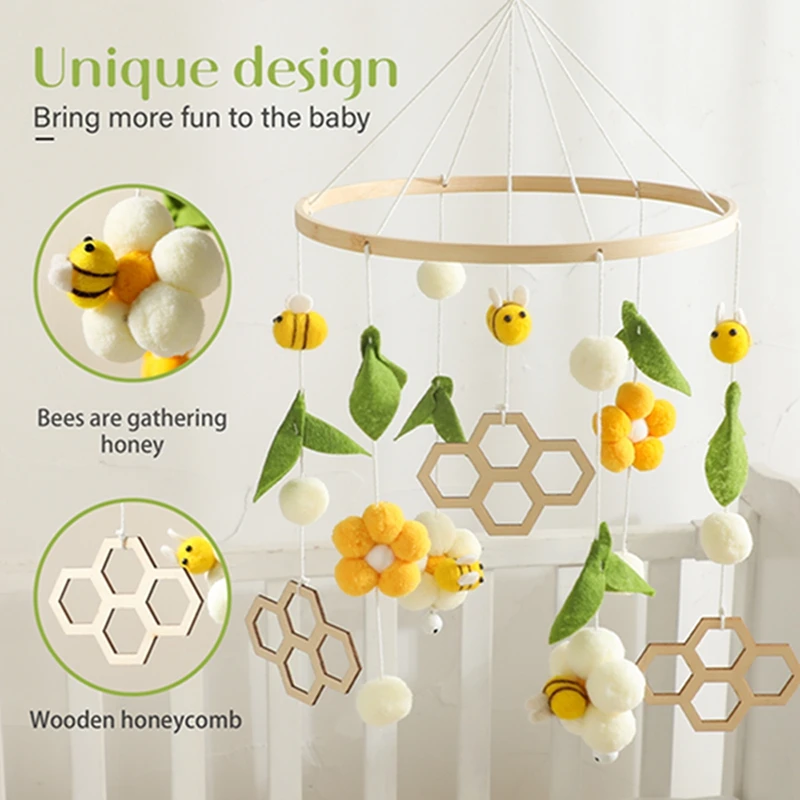 Baby Rattle Toy 0-12 Months Wooden Mobile On The Bed Newborn Music Box Bed Bell Hanging Toys Holder Bracket Infant Crib Boy Toys