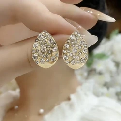 2024 New Water Drop Stud Earrings for Women Full Crystal Geometry Luxury Wedding Ear Jewelry Exquisite Small Earrings brincos
