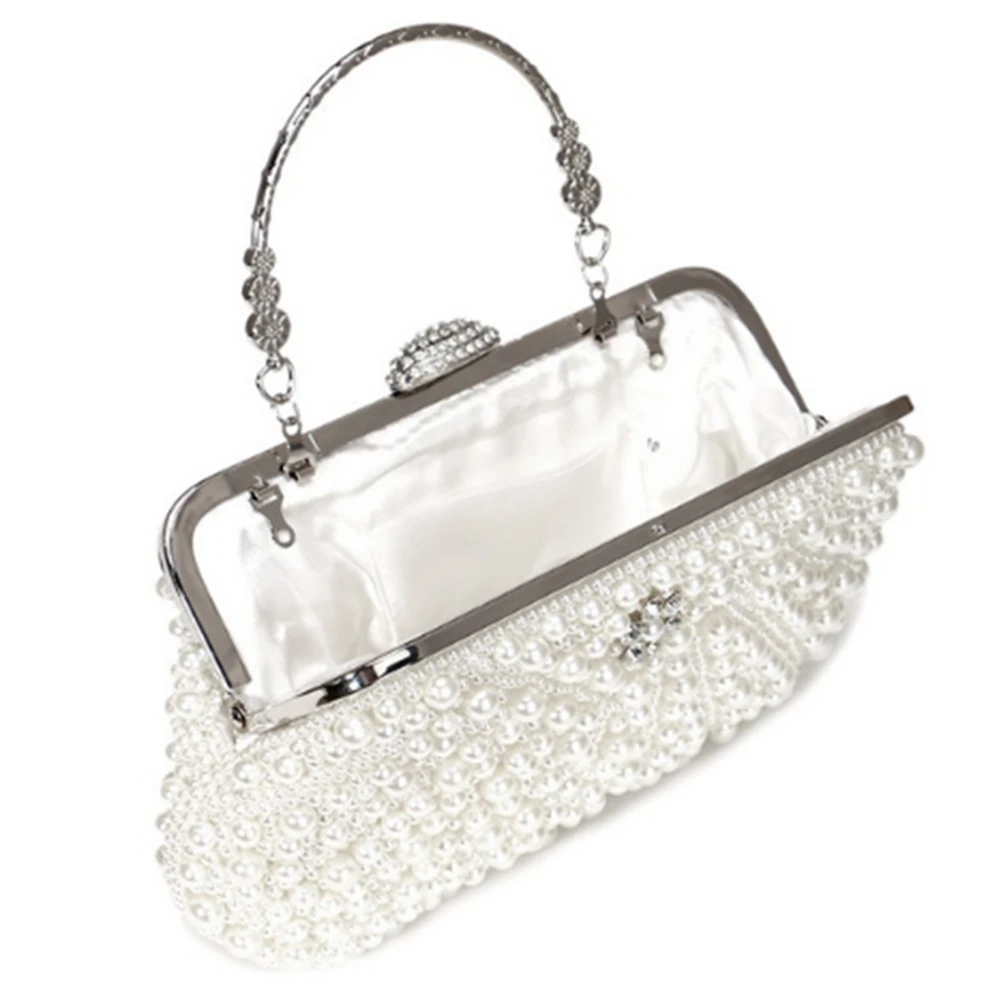ABQR Pochette da donna con perle Borsa da sera Borsa a mano per borsa a catena da sposa per