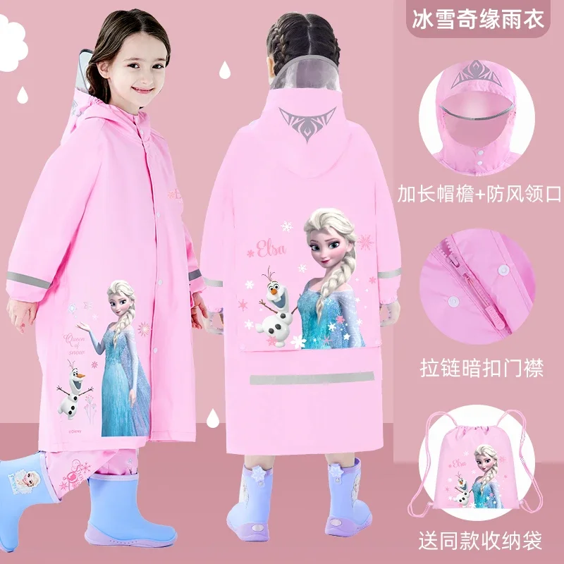 Disney Frozen Elsa Raincoat for Children Oxford Cloth Waterproof Student Poncho Gifts Kindergarten Baby Kids to School Poncho