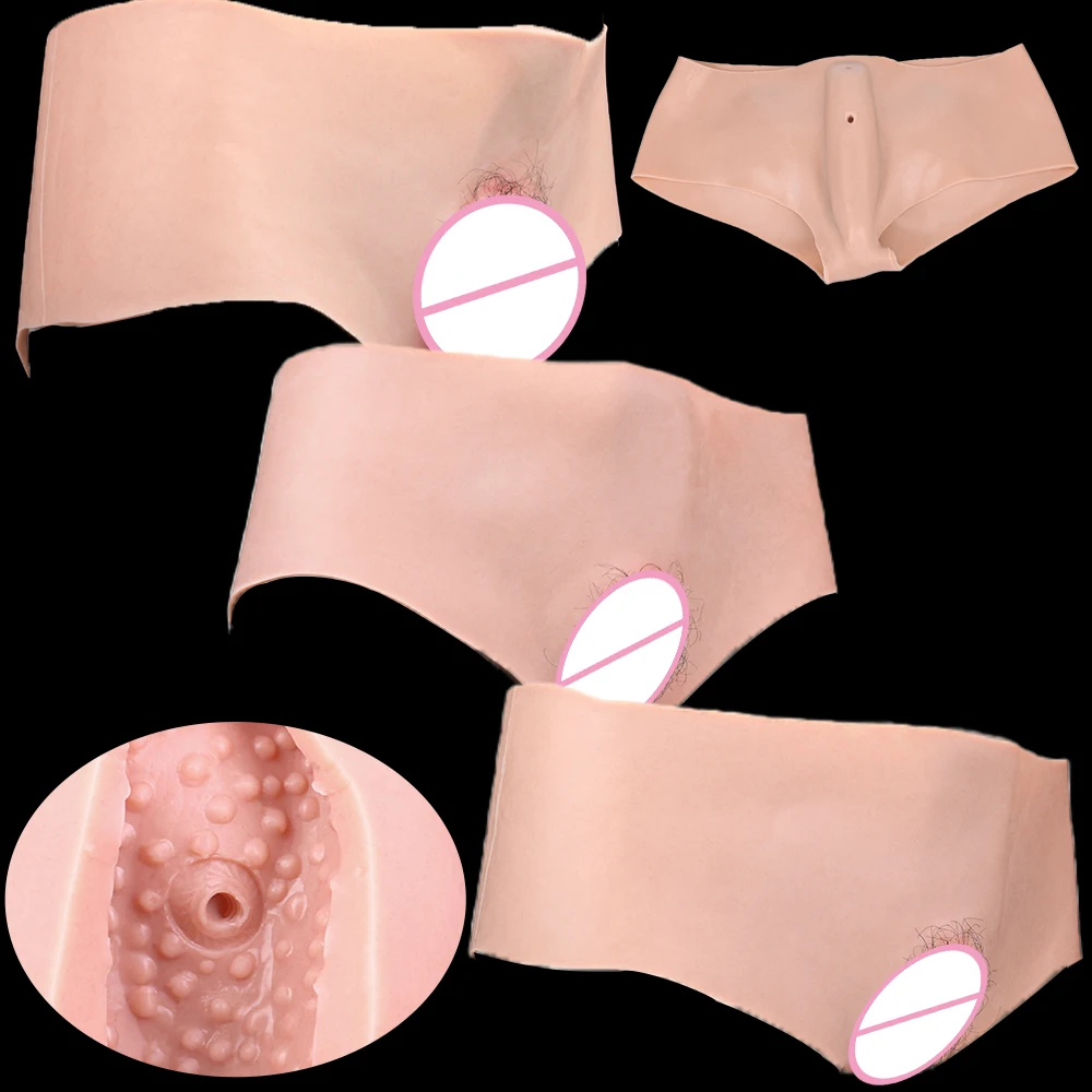 SXXY Skin Feel Silicone Fake Vagina With Hair Hiding Gaff Pussy Panties Lifelike Wearable Insertable Clitoris For Crossdresser