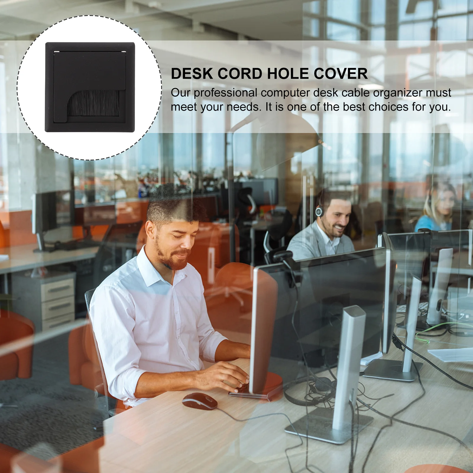 Cubiertas de agujeros para cables de escritorio, organizador de cables a prueba de polvo con diseño de cepillo duradero ABS para decoración del hogar, mesa de ordenador de oficina, 4 Uds.