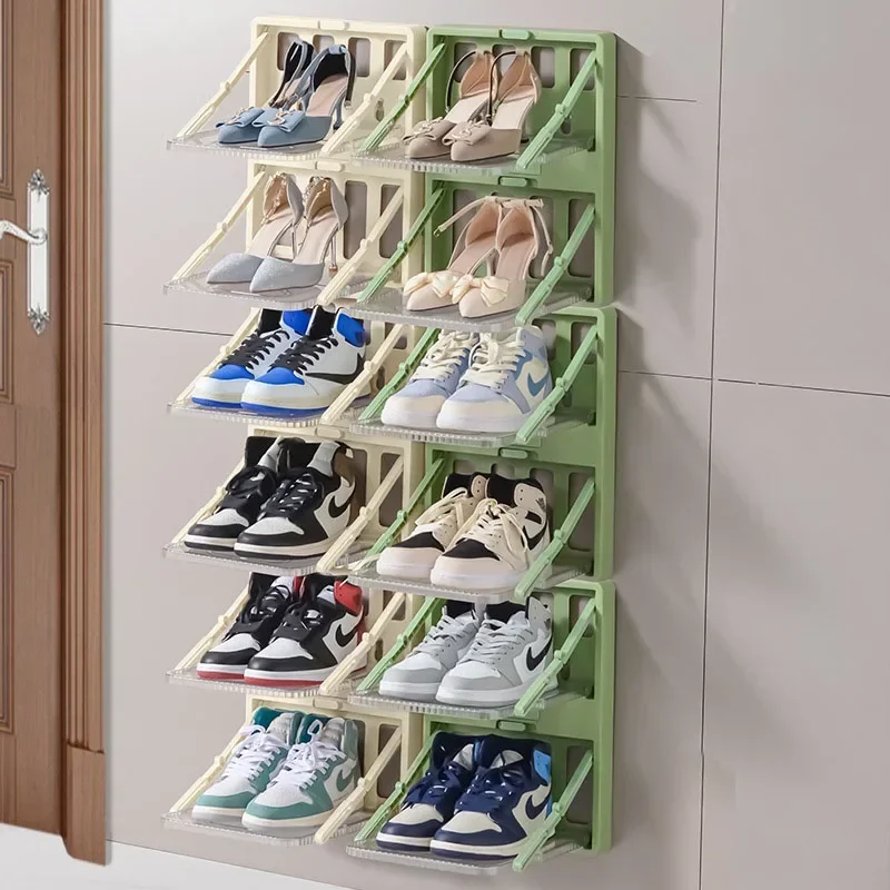 

Foldable Stands Shoe Shelf Rack Organizer and Storage Living Room Behind Door Space Saving Hallway Wall Mounted Shoe Cabinet