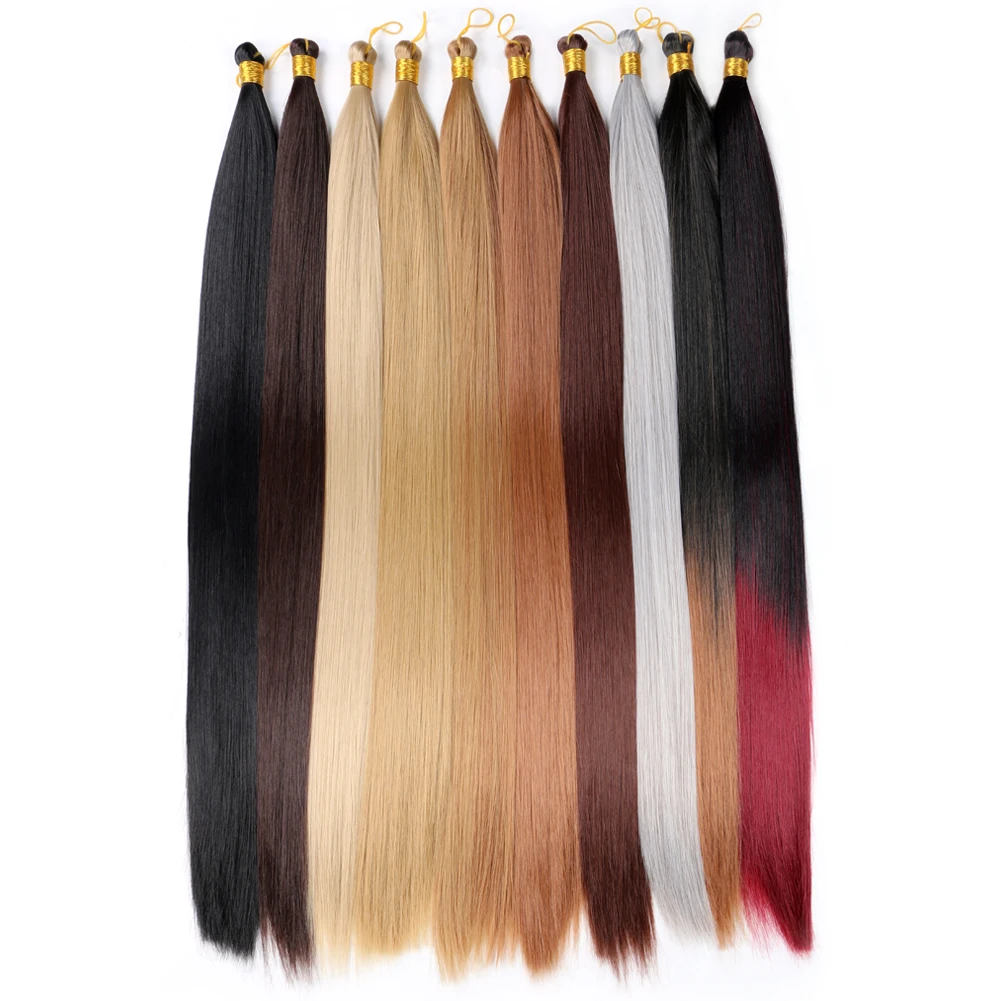 Bellqueen-Straight Pony Hair Extension para mulheres, Pacotes de tranças de crochê, tranças sintéticas, 22 polegadas, cinza, massa
