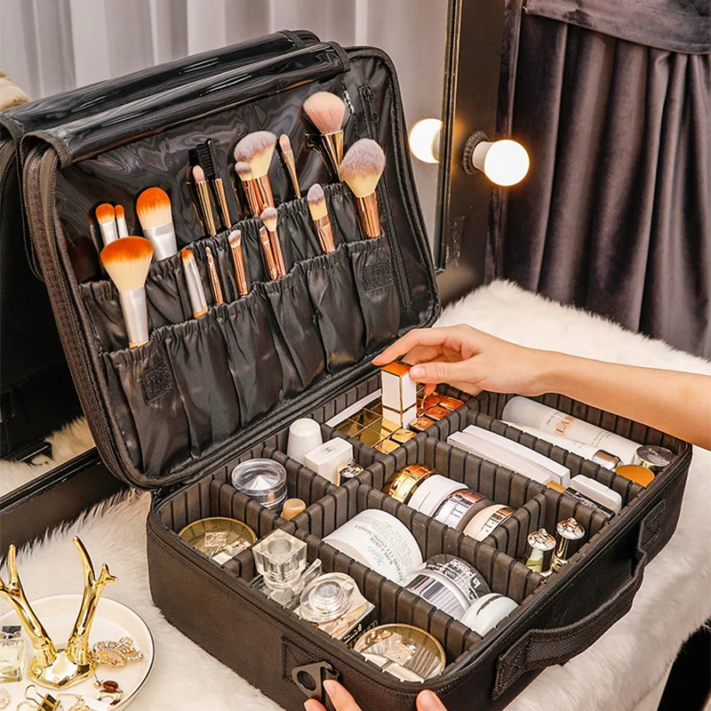 Pouch Portable Professional Makeup Large Capacity Organizer Tattoo Beauty Eyelash Tool Bag Multifunctional Removable Divider