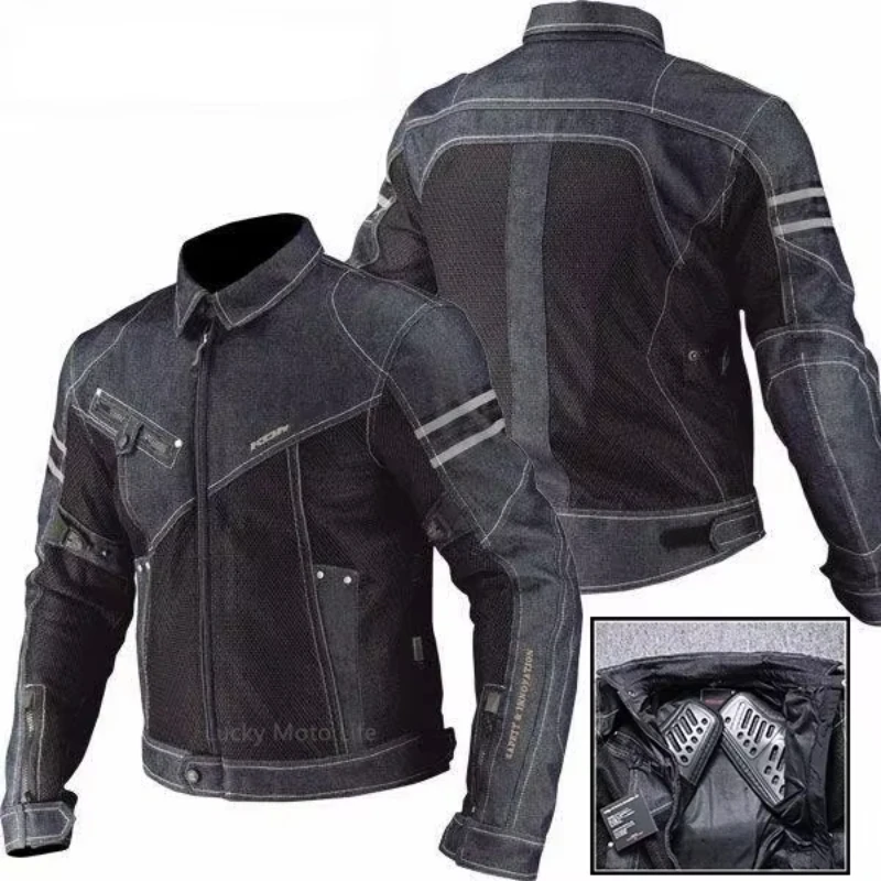 Motorcycle Jacket For KOMINE JK006 Jacket Spring Breathable Denim Mesh Racing Ride High-performance Drop Resistance Clothing