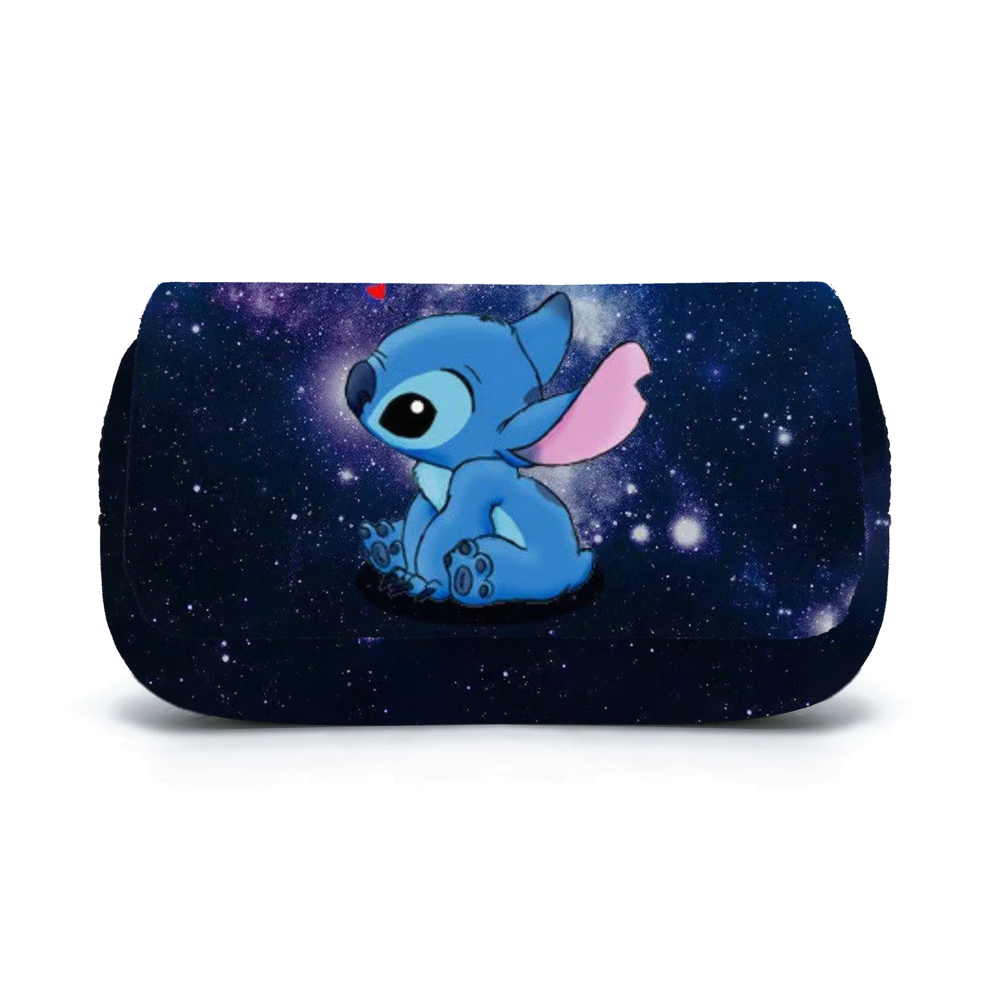 New Anime Stitch Cartoon Large Capacity Double Layers Zipper Pen Bag Pencil Box Kawaii School Pencil Box Student Birthday Gift