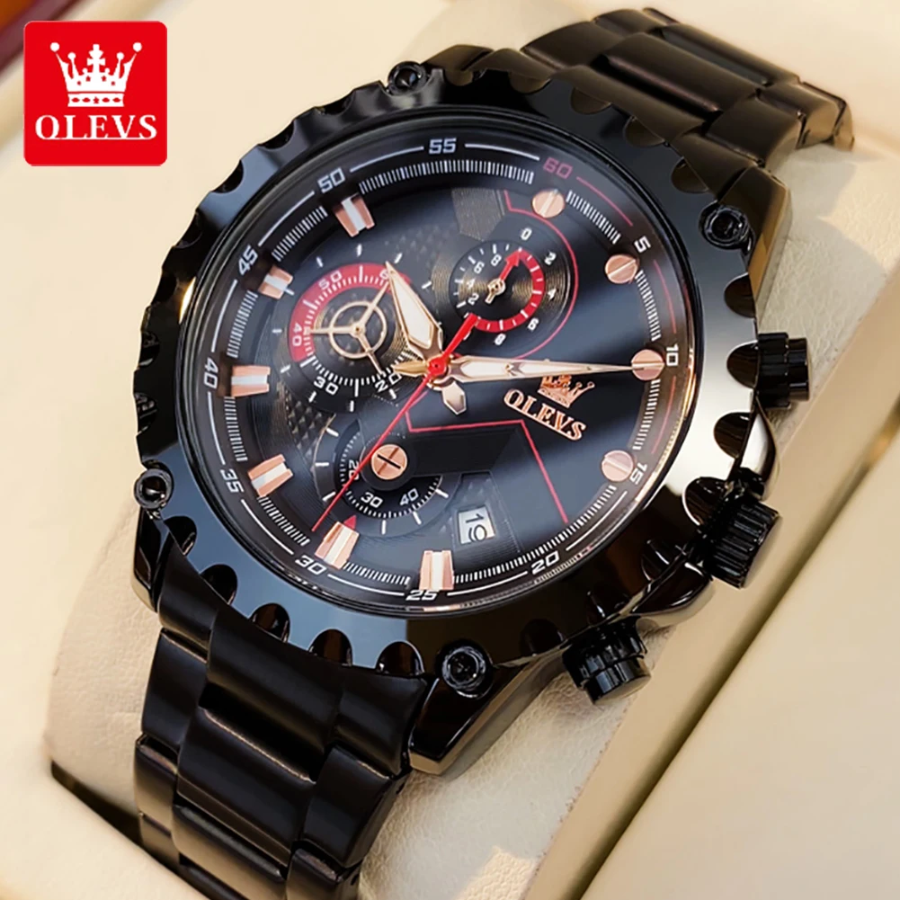 OLEVS Big Dial Men Watch Chronograph Waterproof Multifunction Men's Wristwatch Top Brand Luxury Original Quartz Watch for Men