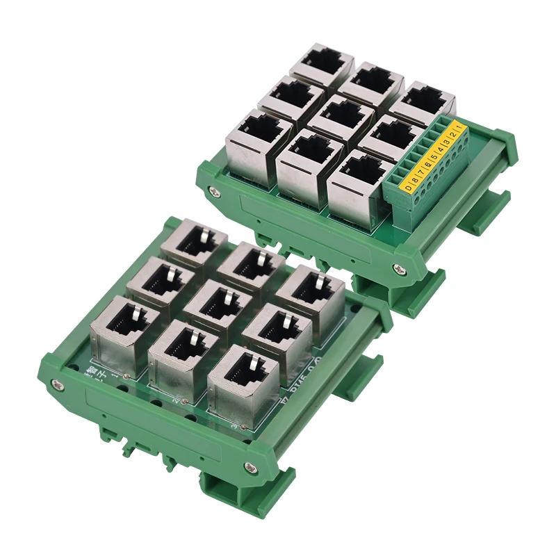 Porta Ethernet RJ45 a morsettiera, terminale di cablaggio a 8 pin, testa di cristallo a hub splitter 485, 23456 fori