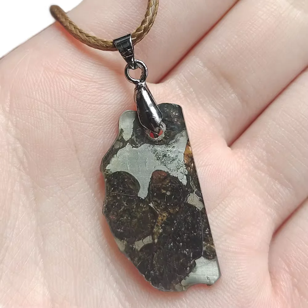 

4.7g Brenham Olive Meteorite manual Pendant Olive Meteorite Natural Olive Meteorite Necklace Pendant Specimen Collection- TB67