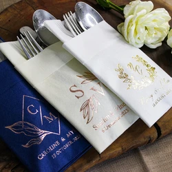 50pcs Personalized Napkins Wedding Engagement Party Table Dinner Decoration Custom Bar Napkins LOTS of COLORS Avail