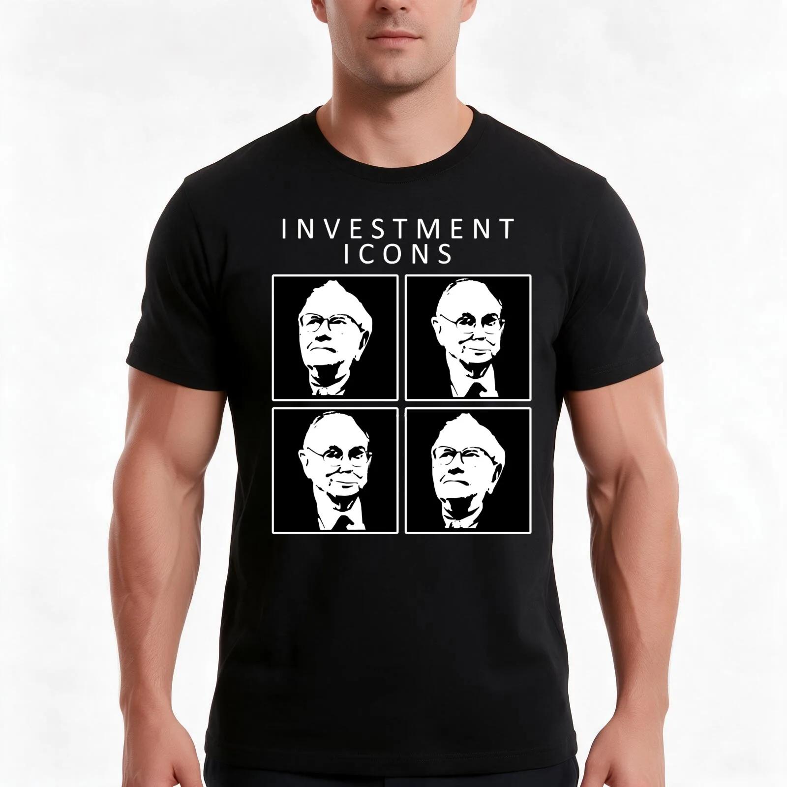 Investment Icons - Warren Buffett _amp_ Charlie Munger T-Shirt Summer Casual Cotton Tee Oversized Streetwear Tops 100% Cotton