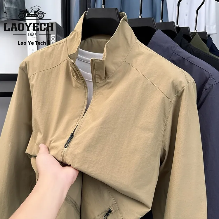 

Young Sle Повседневная тонкая мужская куртка с воротником-стойкой и защитой от ветра, длина Seven Sve, полиэфирное волокно, простой дизайн