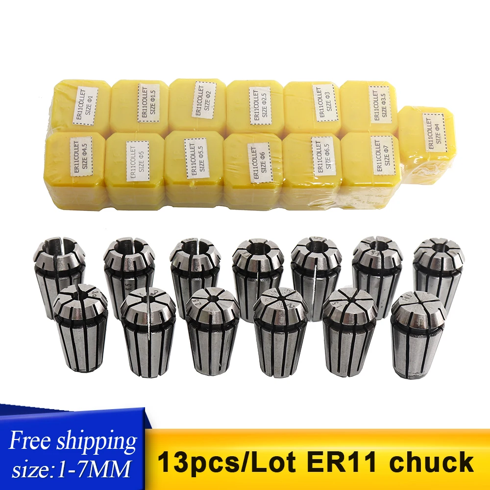 Chuck Primavera Collet Conjunto para Máquina de Gravura Cnc Fresagem Torno Ferramenta Eixo Motor 13 Pcs Er11