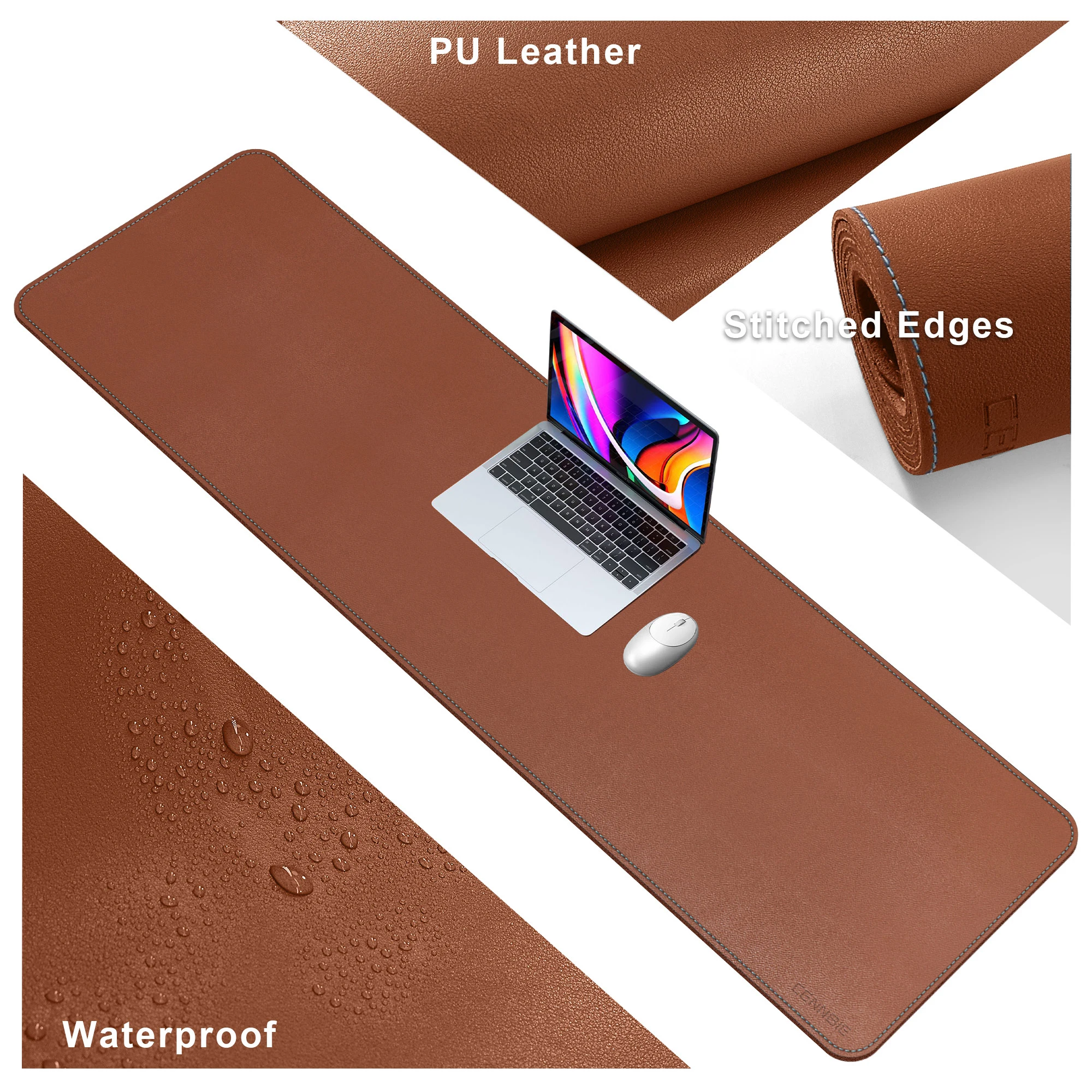 PU Leather Computer Desk Pad, Large Size Mouse Pad, Waterproof Office Desk Protector Mat,Gaming Keyboard Mousepad PC Accessories