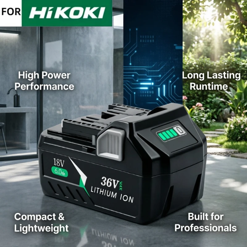 

Аккумулятор литиевый 6.0 Ач для HiKOKI Hitachi Metabo HPT MultiVolt 18В/36В, сменный аккумулятор BSL36B18 повышенной емкости для беспроводных инструментов