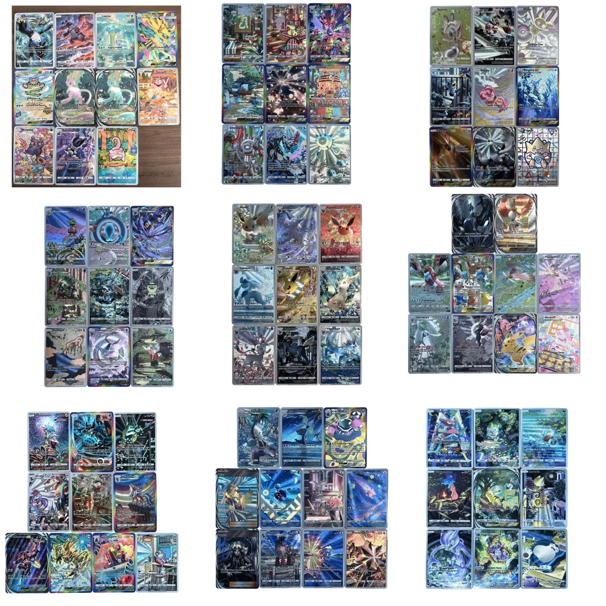 Juego de 9 Tarjetas Coleccionables de Pokémon en Inglés, Serie PTCG, Cramorant, Aurorus, Ninetales, Gigalith, con Textura Brillante, Clásicas, Anime