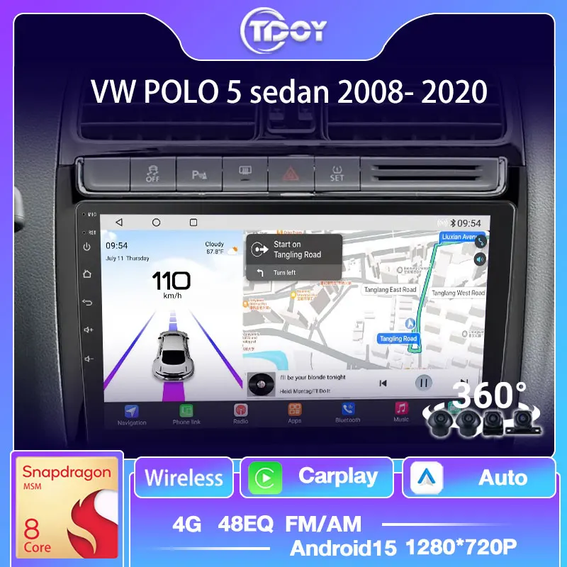 

Autoradio Car Radio 8Core Car Stereo Amplifier For VW Volkswagen Polo 2009-2020 Video Carplay Android Auto Wireless Car Play wif