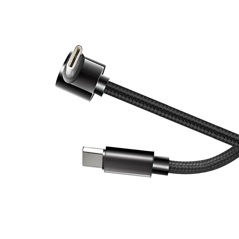 Nylon Braided 90 Degree Elbow USB Type C to USB C PD Cable For Samsung For Tesla 60W Fast Charger Cord USB-C Cable