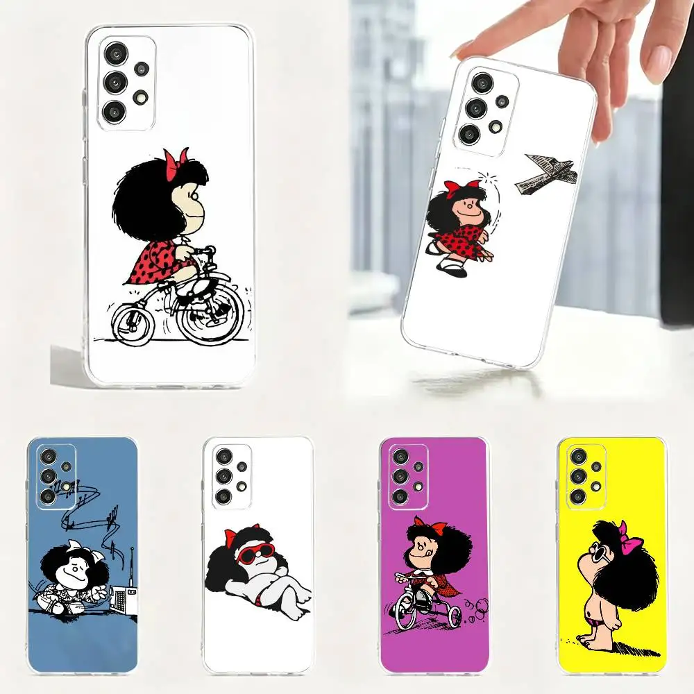 Funny Cartoon M-Mafalda Phone Case Soft Black For Samsung S24,S21,S22,S20,S23,S30,Ultra,S20,Plus