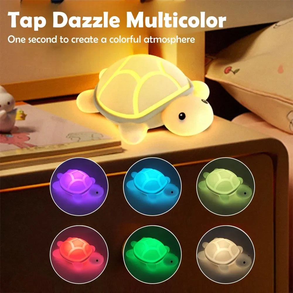 Cute Silicone Turtle Night Light Colorful Kids Bedside Lamp Baby Nursery Sleep