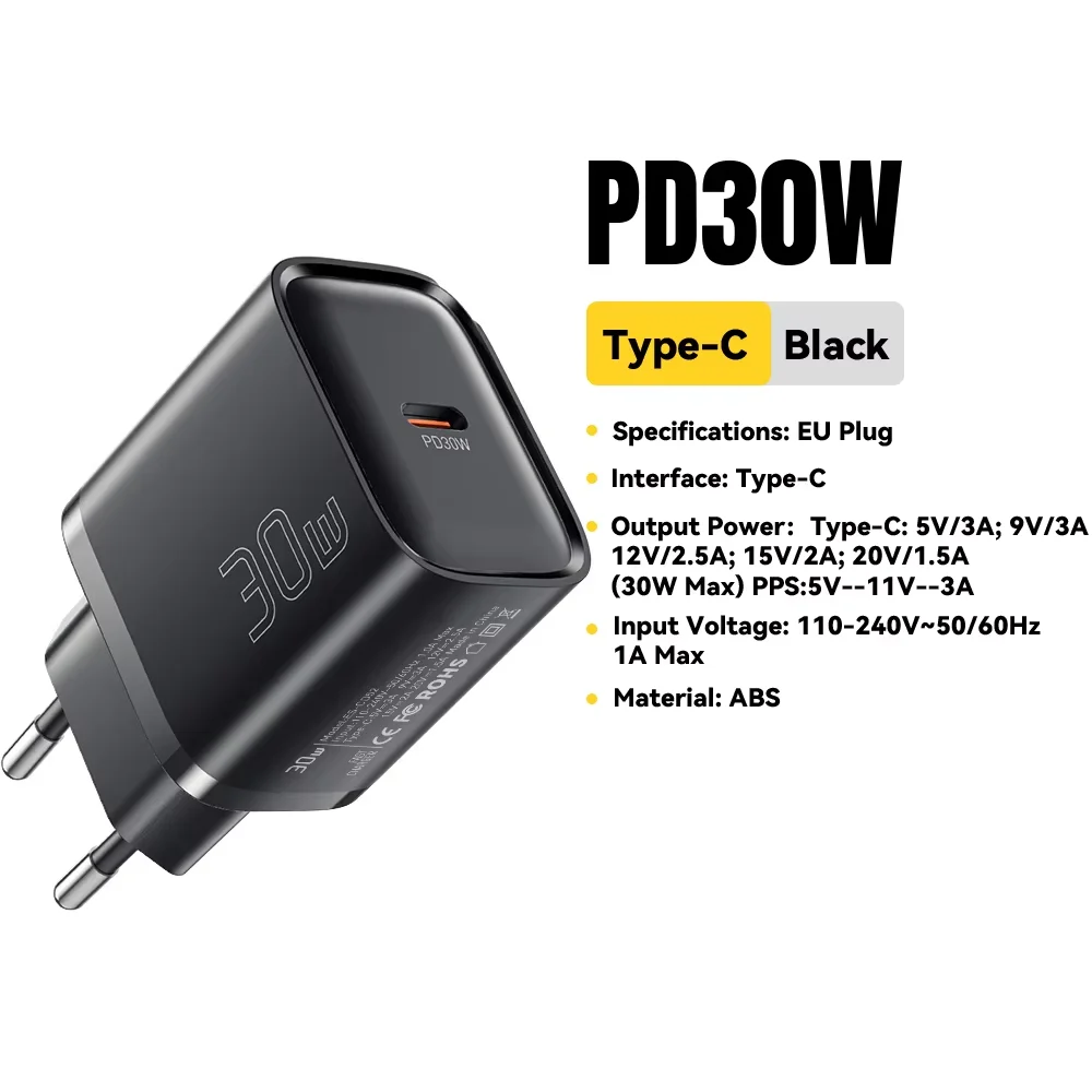 Essager USB C Handy-Ladegerät 30 W Typ-C Schnellladegerät QC3.0 für iPhone 16 15 14 13 12 Samsung Huawei Xiaomi Mini Reiseladegerät