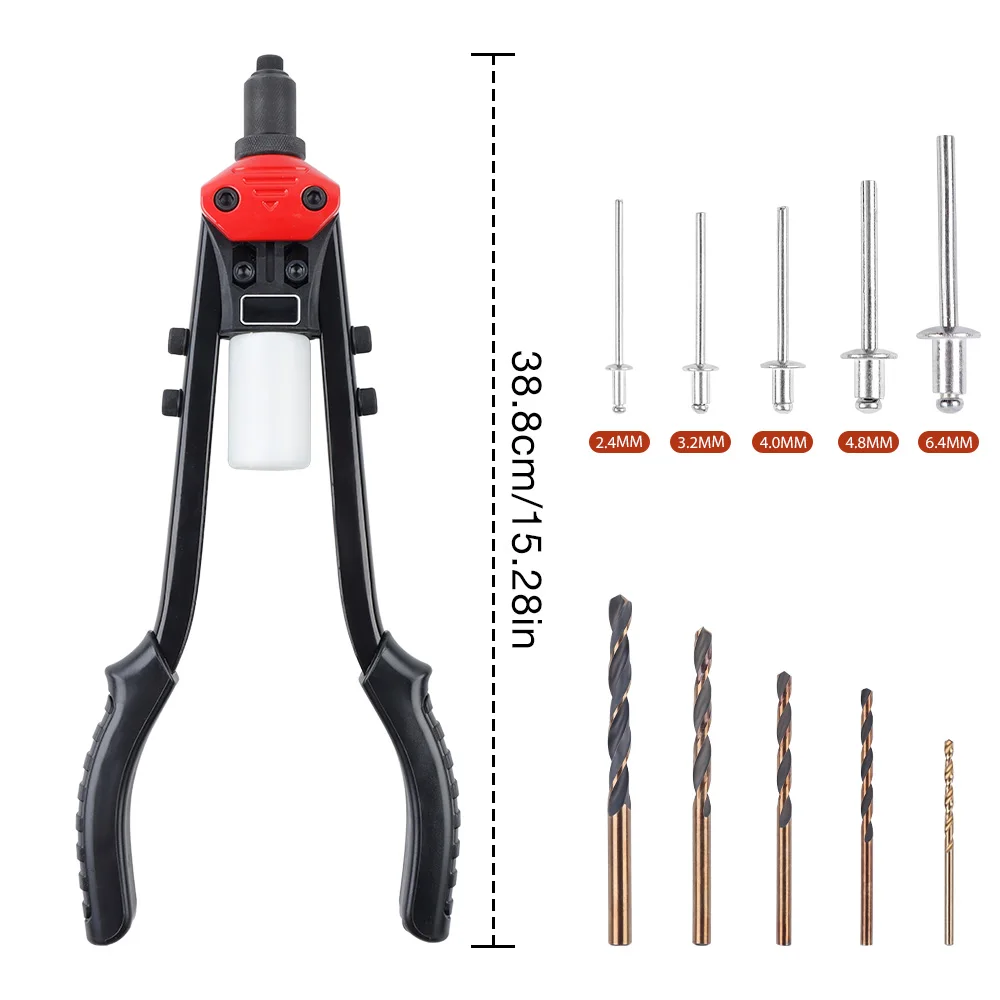 Professional Rivet Gun Kit, For Riveting 2.4mm, 3.2mm, 4.0mm, 4.8mm, 6.4mm Rivet, 250pcs Rivets Optional, Home Manual Rivet Tool
