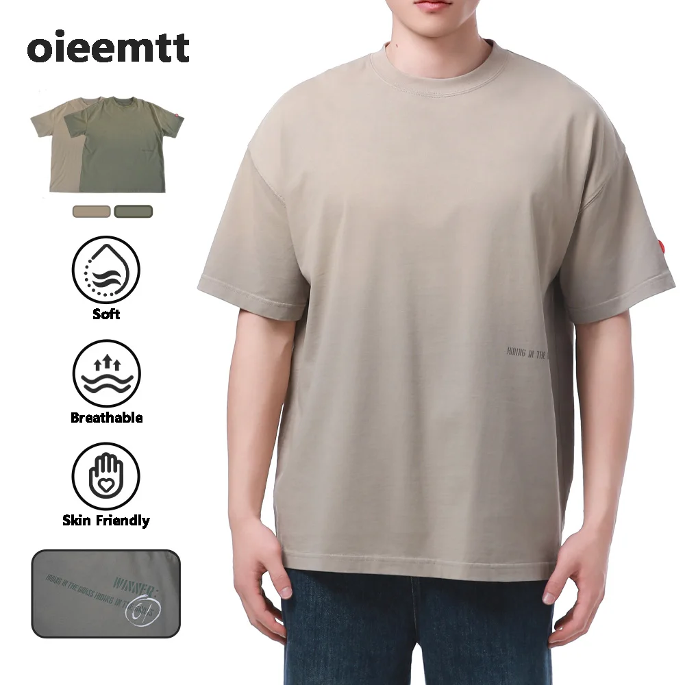 

Acid Wash Sun Faded Plain T-shirt Short Sleeve Oversize Baggy Letter Screen Printed Soft Sports Outside T-shirt Cotton Tee Top