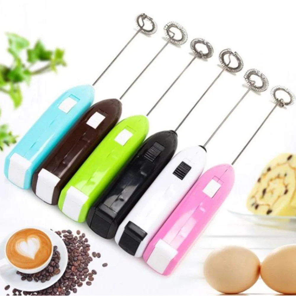 100PCS Milk Drink Coffee Whisk Mixer Electric Egg Beater Frother Foamer Mini Handle Stirrer Practical Kitchen Cooking Tool