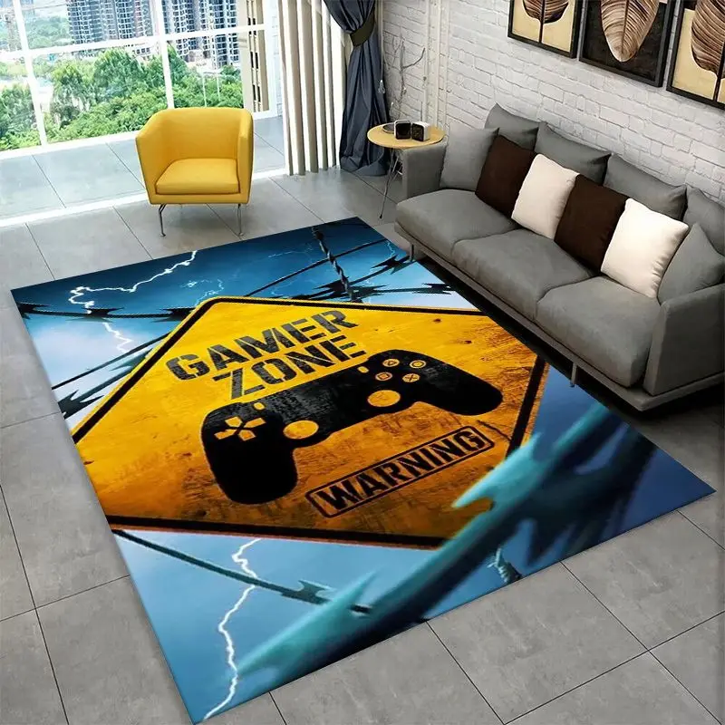 HD Retro Game Zone logo Controller Non-Slip Area Rug for Living Room Bedroom Playroom,Carpet Floor Mat for Home Decor Holiday