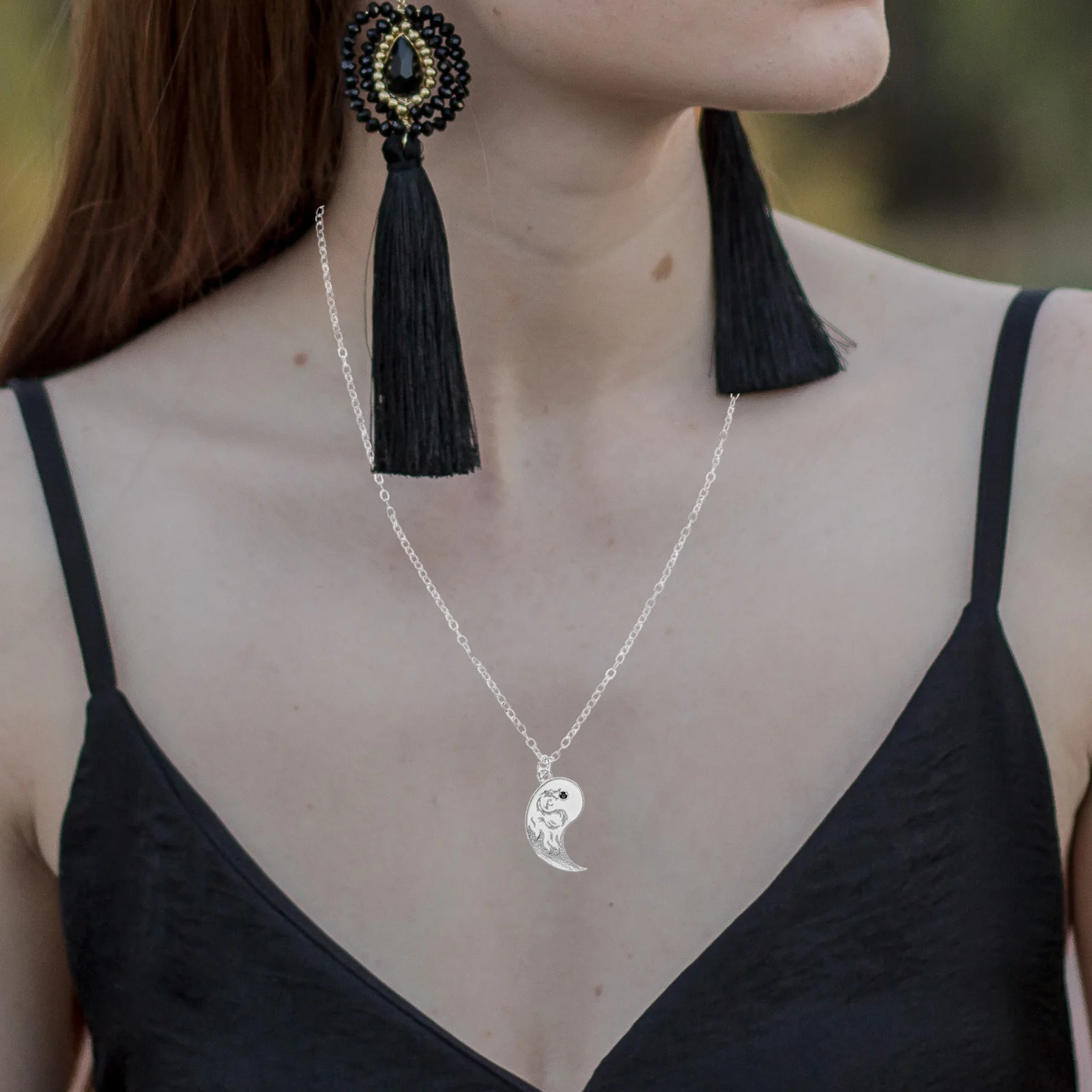 

1Pair Stainless Steel Yin Yang Dragon Necklace Couple Matching Pendant Tai Relationship Necklace Gift Valentine Gift