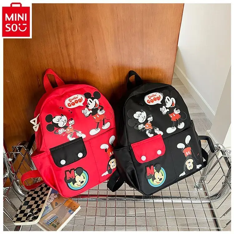 MINISO 2024 New Cute Toddler Donald Duck Mickey Cartoon Printed Backpack for Students Travel Large Capacity Fashion Storage Bag