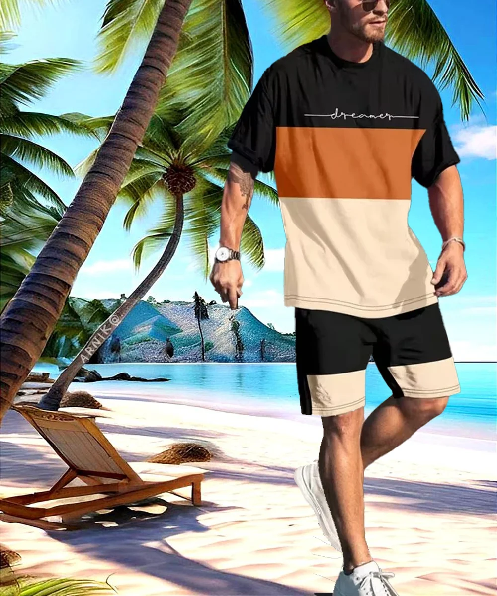 

Street City Fashion T-shirts Daily Outdoor Beach Shorts Men's Short-sleeved T-shirts And Shorts Sets Summer 3D Print Men's Sets