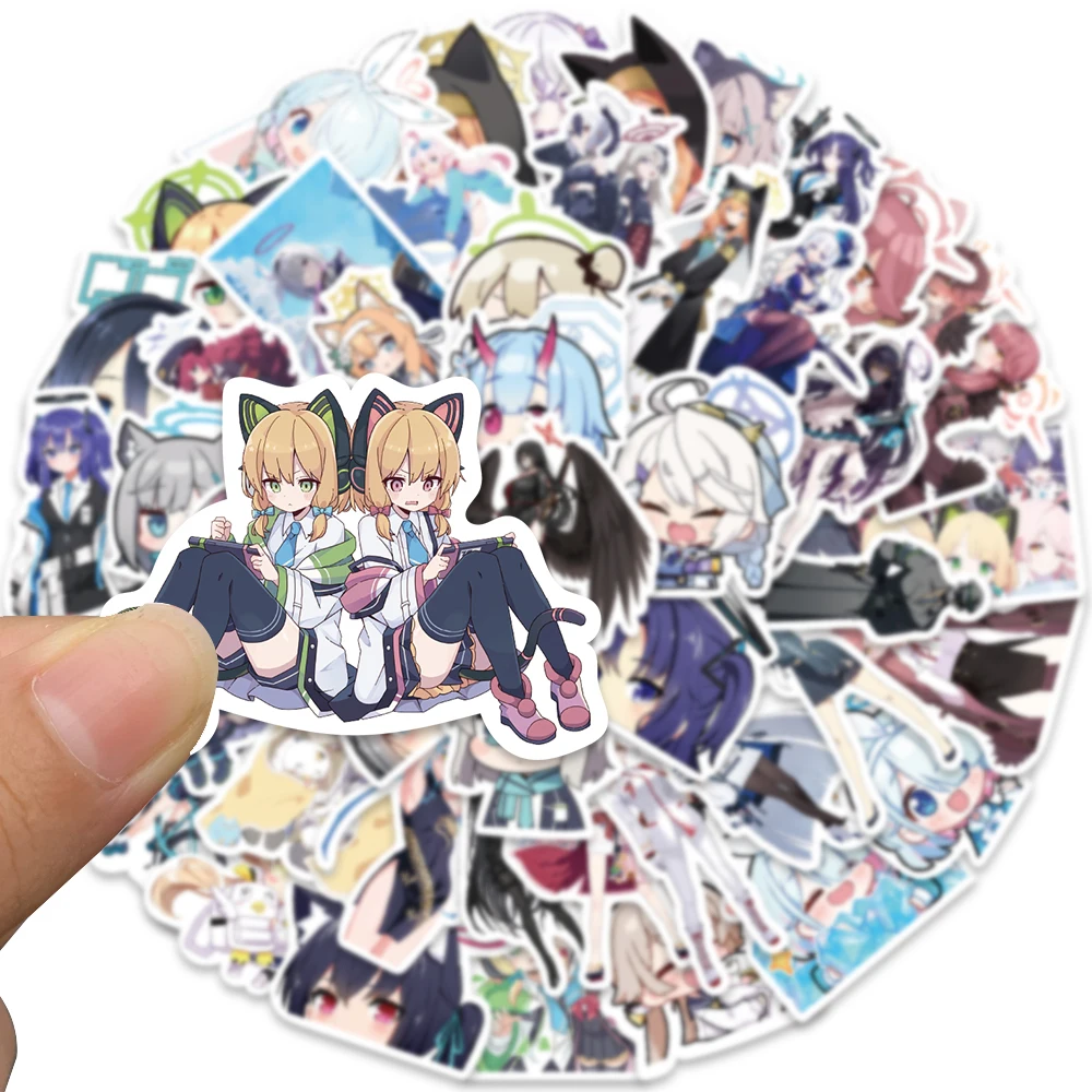 50pcs Blue Archive Kawaii Girl Game Stickers Cute Decal for Scrapbook Computer Laptop Guitar Luggage Fridge Kid Stickers