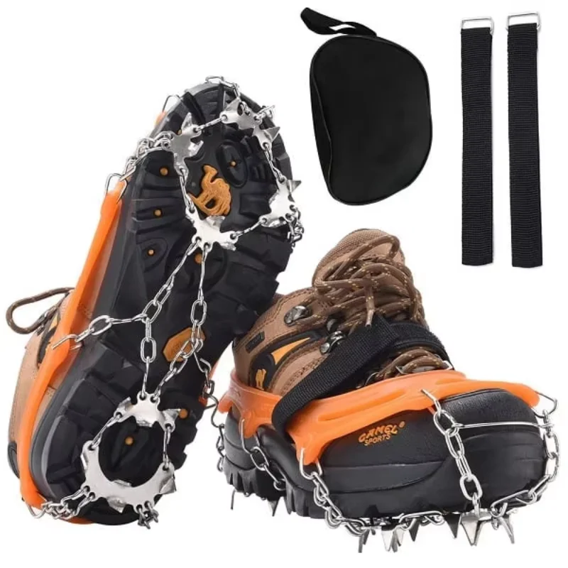 Portable Manganese Steel Crampons Snow Non Slip Climbing Shoe Cover Crampons Cleats Ice Gripper For Spikes Hiking Winter Mangane