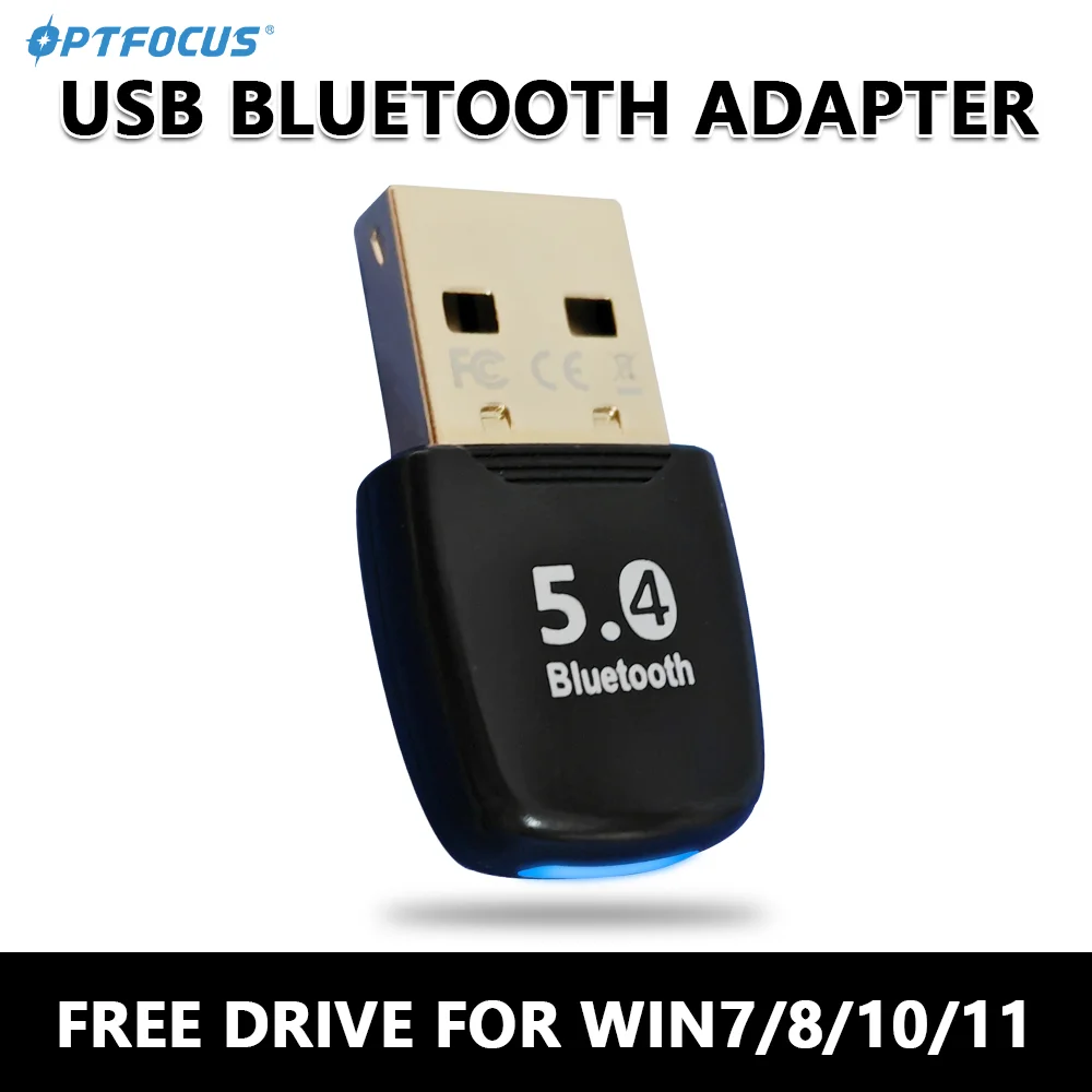 OPTFOCUS USB Bluetooth 5.4 Adapter 7 devices 20 meters Adaptador Receptor PC Dongle compatible Bluetooth 5.3 For WIN7 8 10