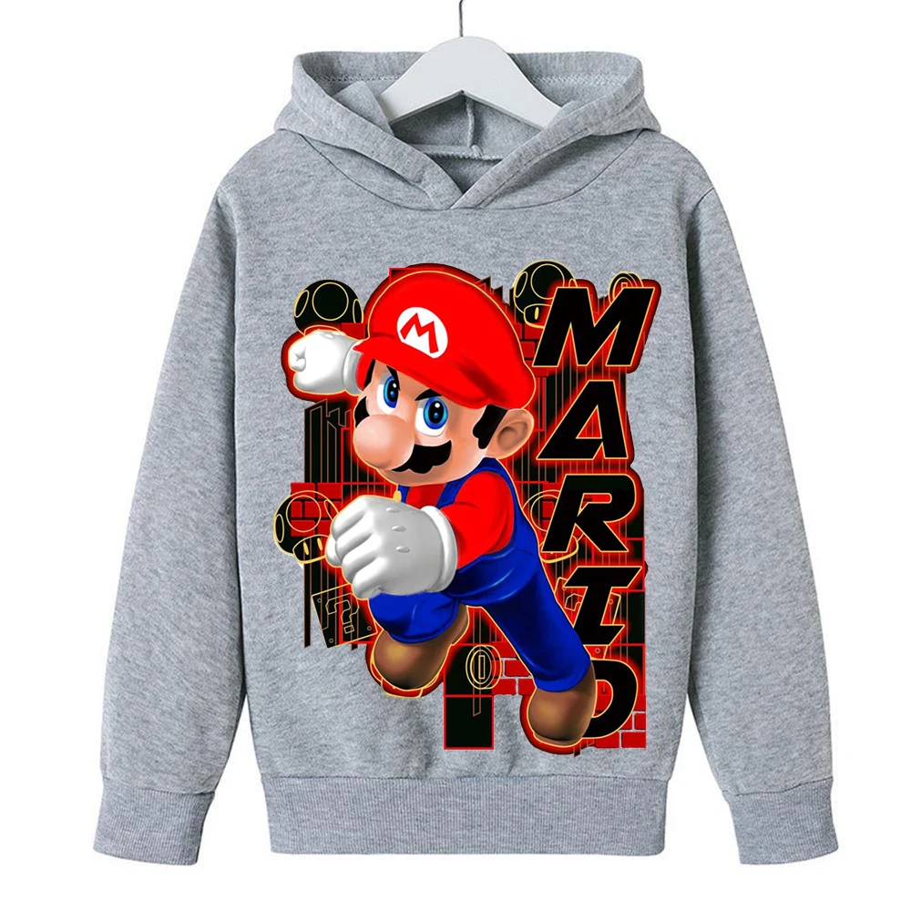 Gra Super Mario bros Bluza z kapturem dla dzieci Topy z długim rękawem Chłopcy Ubrania Dziewczynki Dziecko Kreskówka Moda dziecięca Wiosna Jesień Bluza