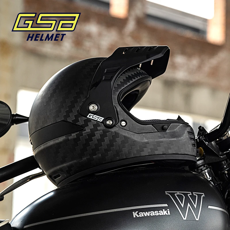 Gsb Carbon Fiber Motorcycle Retro Helmet Men's and Women's Motorcycle Rally Off-road Safety Helmet Cool V73